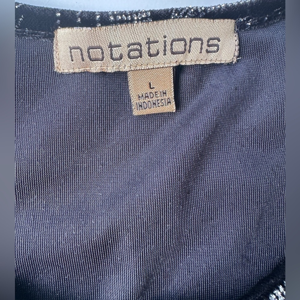 Vintage Notations Black Silver Velour Sparkle Layered Look Blouse Top Women’s L - Picture 2 of 10